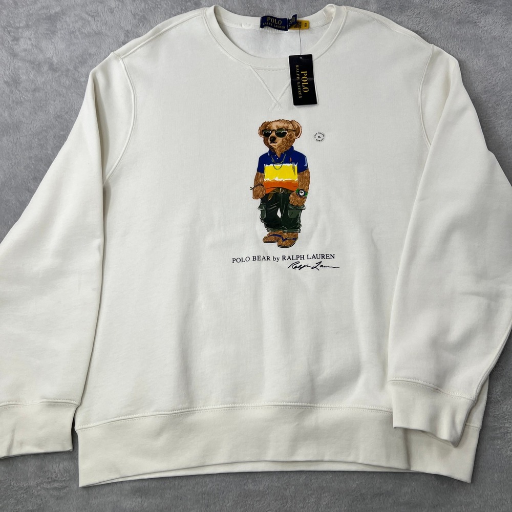 Polo Ralph Lauren Polo Bear Graphic Sweatshirt XL White Men Streetwear Preppy